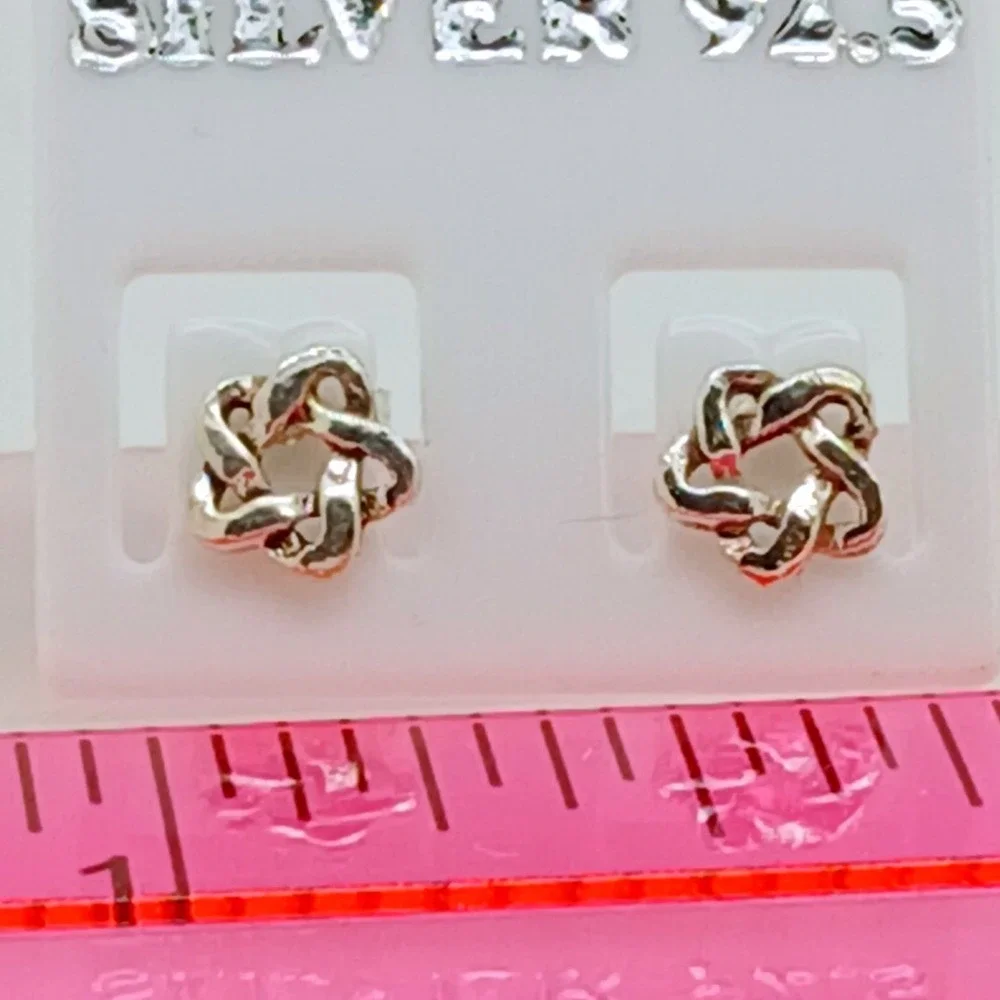 Sterling Silver 925 Celtic Knot Star Stud Earrings Interwoven Geometric Vintage - Picture 16 of 16